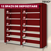 Pantofar din Material Textil pentru Incaltaminte Teno1488, impermeabil, 12 rafturi, inchidere fermoar, cadru otel, 108 cm, rosu