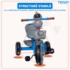 Tricicleta Astronaut Teno1609, siguranta ridicata, 2 cosulete, frontal si dorsal, figurina astronaut, scaunel comod, rezistenta crescuta, pedale confortabile, gri/albastru