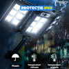 Lampa Solara Stradala 400 LED-uri Teno872, 3 capete, control prin telecomanda, senzor de miscare, 3 moduri de iluminare, protectie IP65, Waterproof, exterior, negru