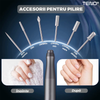 Pila Electrica Profesionala pentru Unghii Teno1139, freza wireless, 20000 RPM, indicator LED, manichiura-pedichiura, 6 capete pentru pila, 60 benzi de slefurie, portabila, gri