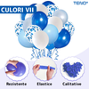 Set 12 Baloane Teno1445, Cifra 1, pentru Petreceri/Aniversari/Evenimente, Stea/Rotunde/Confetti, 3 culori, latex, albastru