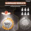 Lampa LED cu 3 Brate Mobile Teno1222, 3 aripi pliabile, 36 LED-uri, flux luminos 3000LM, lumina alba rece 6000-6500K, bec iluminare pentru interior garaj/depozit/atelier, portocaliu