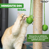 Ansamblu de Joaca pentru Pisici in Forma de Palmier Teno®, tip turn, 1 nivel,franghie si mingiute de joaca, stalpi pentru zgariat, captuseala extra moale, structura stabila, 85 cm, verde