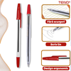 Set 50 de Pixuri Teno1510, tip ballpoint, material rezistent, durabile, rezistente in timp, cap 0.7 mm, scriere neteda cu uscare rapida, cu capac, corp de plastic, rosu