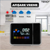 Ceas cu Proiector Multifunctional Teno1499, statie meteo, higrometru, wireless, afisaj digital, proiector rotativ la 180°, predictie vreme 12 ore, 15 x 11 x 2.5 cm, negru