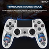 Controller Wireless DoubleShock Teno1193, compatibil cu PS4, joystick-uri analog, vibratie dubla, baterie performanta, alb