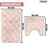 Set 2 Covorase de Baie Teno1019, anti-derapante, material moale, design modern, model floral, 80x50 & 50x40cm, roz