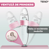 Lingurita de Silicon cu Rezervor Teno544, polipropilena, fara BPA, termorezistenta, portabila, recipient gradat, 20.3 cm, roz