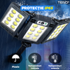 Lampa Solara Stradala 24 LED-uri Teno877, tip bec, 3 capete, control prin telecomanda, senzor de miscare, 3 moduri de iluminare, protectie IP65, Waterproof, exterior, negru