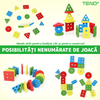 Jucarie Sortator Pentru Copii Teno597, 16 piese din lemn natural ecologic, vopsea non-toxica, puzzle, forme geometrice, 4 coloane de sortare a culorii, multicolor