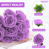 Set 50 de Trandafiri din Sapun Teno1602, flori cu aspect natural, cutie de depozitare inclusa, ideali pentru orice ocazie, design elegant, mov/crem