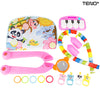 Centru de Activitati si Joaca Teno327, saltea interactiva pentru copiicu sunete, multifunctional, pian si oglinda detasabile, jucarii zornaitoare, 4 moduri interactive si educative, roz
