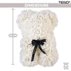 Ursulet din Trandafiri de Spuma Teno333, floral alb, handmade, cutie transparenta, 25 cm