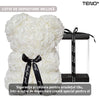 Ursulet din Trandafiri de Spuma Teno333, floral alb, handmade, cutie transparenta, 25 cm