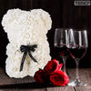 Ursulet din Trandafiri de Spuma Teno333, floral alb, handmade, cutie transparenta, 25 cm
