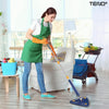 Mop cu Cap Triunghiular Teno464, rotire 360 grade, telescopic, curatare usoara, 5 lavete incluse, 127 cm, albastru/galben