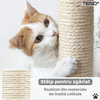 Ansamblu de Joaca pentru Pisici Teno820, tip turn, 1 platforma de observatie, 4 niveluri, 1 casuta, scara, franghie si mingiute de joaca, stalpi pentru zgariat, captuseala extra moale, structura stabila, 118 cm, gri deschis