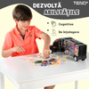 Set Camion Trailer de Jucarie pentru Transport Teno1167, pentru masinute de curse, 8 masinute incluse, semne de circulatie, accesorii mobile, plastic si metal, scara 1:22, negru