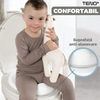 Reductor WC Copii Teno648, suprafata antiderapanta, confortabil, protectie impotriva stropilor, compatibilitate universala, inel de prindere, portabil, alb/gri