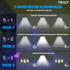 Lampa Solara Stradala 6 LED-uri Teno874, 3 capete, control prin telecomanda, senzor de miscare, 3 moduri de iluminare, protectie IP65, Waterproof, exterior, negru