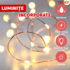 Trandafir Artizanal Teno1597, efect de cristal, aspect auriu, luminite LED cu baterii, rezistent, nemuritor, design realist, 22 x 13 cm, rosu