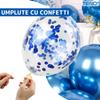 Set 12 Baloane Teno1445, Cifra 1, pentru Petreceri/Aniversari/Evenimente, Stea/Rotunde/Confetti, 3 culori, latex, albastru
