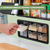 Organizator Multifunctional pentru Bucatarie Teno683, 6 Compartimente, raft condimente, suport detasabil telefon, tavita de scurgere, suport tacamuri/ustensile, verde deschis