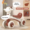 Bicicleta cu 4 Roti fara Pedale Oita Teno1101, structura stabila, cap luminos, functie cu muzica, lansator de baloane incorporat, 56 x 34 x 28 x 30 cm, 1-3 ani,maro