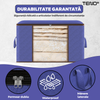 Set 3 Cutii pentru Depozitare si Organizare Mici Teno1039, pliabile, maner ranforsat si fereastra transparenta, pentru haine/paturi/ plapumi/ perne/ lenjerii de pat/jucarii, 60 L, 46x48x28 cm, albastru