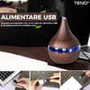 Difuzor Aromaterapie Teno1463, forma conica, lumini ambientale, control tactil, capacitate 200ml, silentios, rezerva inclusa, alimentare USB, umidifica aerul, stejar inchis
