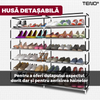 Pantofar din Material Textil pentru Incaltaminte Teno1488, impermeabil, 12 rafturi, inchidere fermoar, cadru otel, 108 cm, rosu