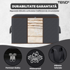 Set 3 Cutii pentru Depozitare si Organizare Mari Teno1035, pliabile, maner ranforsat si fereastra transparenta, pentru haine/paturi/ plapumi/ perne/ lenjerii de pat/jucarii, 105 L, 70x50x30 cm, negru