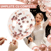 Set 27 Baloane Teno757, Litere, pentru Petreceri/Aniversari/Evenimente, confetti, stelute, inimioare, model HAPPY BIRTHDAY, rose gold