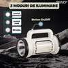 Lanterna LED 2 in 1 Teno1082, tip felinar, multifunctionala, 3 surse de lumina, luminozitate ajustabila, functie de power bank, alimentare la retea, tehnologie LED+COB, alb