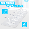 Set 2 Cuiere Autoadezive Teno1555, cu agatatori duble, pentru baie/hol/bucatarie, puternice, ajustabile, usor de montat, waterproof, transparent