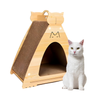 Ansamblu de Joaca pentru Pisici Tip Casuta Teno1991, ferestre de aerisire, maner incorporat, carton pentru zgariat, confortabil, distractiv, maro deschis