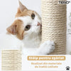 Ansamblu de Joaca pentru Pisici Teno318, 1 nivel, loc de relaxare, franghie si minge de joaca, stalpi pentru zgariat, captuseala extra moale, structura stabila, 42 cm, crem