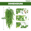 Set 2 Plante Artificiale Tip Iedera Teno1128, ramuri agatatoare, aspect natural, rezistente la conditii meteo, frunze detasabile, interior/exterior, 85 cm, verde