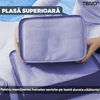 Set 8 Organizatoare Teno672, pentru calatorie, diferite marimi, 3 genti cu plasa, 1 geanta pentru lenjerie, geanta pentru cosmetice, sac pentru hainele murdare, inchidere cu fermoar dublu, plasa, albastru inchis