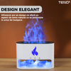 Difuzor Aromaterapie Teno®, efect flacara, 4 culori LED, capacitate 250ml, cristale de sare de himalaya, silentios, umidifica aerul, alb