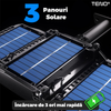 Lampa Solara Stradala 400 LED-uri Teno872, 3 capete, control prin telecomanda, senzor de miscare, 3 moduri de iluminare, protectie IP65, Waterproof, exterior, negru