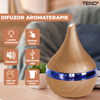 Difuzor Aromaterapie Teno1462, forma conica, lumini ambientale, control tactil, capacitate 200ml, silentios, rezerva inclusa, alimentare USB, umidifica aerul, stejar deschis
