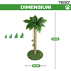 Ansamblu de Joaca pentru Pisici in Forma de Palmier Teno®, tip turn, 1 nivel,franghie si mingiute de joaca, stalpi pentru zgariat, captuseala extra moale, structura stabila, 85 cm, verde