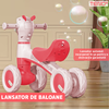 Bicicleta cu 4 Roti fara Pedale Oita Teno1103, structura stabila, cap luminos, functie cu muzica, lansator de baloane incorporat, 56 x 43 x 28 x 30 cm, 1-3 ani, roz