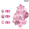 Set 25 Baloane Teno717, Litere, pentru Petreceri/Aniversari/Evenimente, confetti, stelute, model HAPPY BIRTHDAY, rose