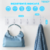 Set 2 Cuiere Autoadezive Teno1555, cu agatatori duble, pentru baie/hol/bucatarie, puternice, ajustabile, usor de montat, waterproof, transparent