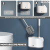 Set 2 Perii pentru Toaleta Teno 1107, perie de silicon, perie zimtata, cap flexibil, suport adeziv pentru montarea pe perete, curata orice tip de suprafata, alb/gri