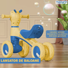 Bicicleta cu 4 Roti fara Pedale Oita Teno1104, structura stabila, cap luminos, functie cu muzica, lansator de baloane incorporat, 56 x 43 x 28 x 30 cm, 1-3 ani, albastru/galben