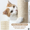 Ansamblu de Joaca pentru Pisici Teno632, tip turn, 1 platforma de observatie, 4 niveluri, 1 casuta, scara, franghie si mingiute de joaca, stalpi pentru zgariat, captuseala extra moale, structura stabila, 118 cm, bej