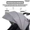 Carucior Sport pentru Bebeluși Teno1580, pliabil, usor de carat, sezut reglabil, spatios, cosulet dorsal, buzunar la spate, copertina retractabila, greutate maxima suportata 25 kg, gri inchis